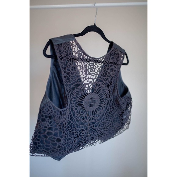 Harley Davidson Womens Crochet Back Zippered Vest SZ L? - Picture 10 of 12
